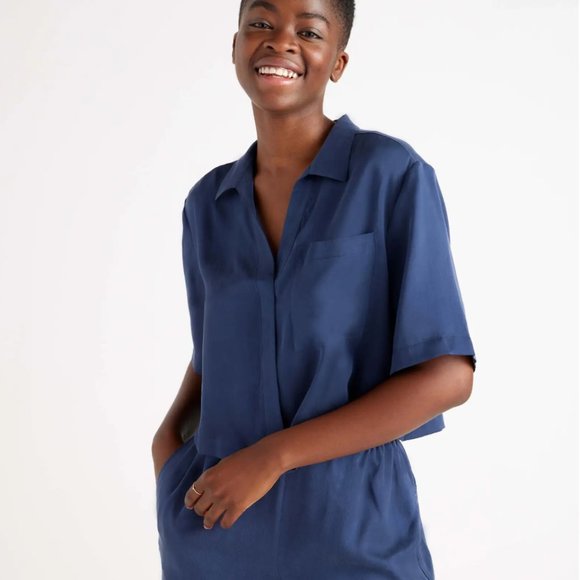 Quince Other - NWT Quince Blue Washable Silk Pajama Shirt
